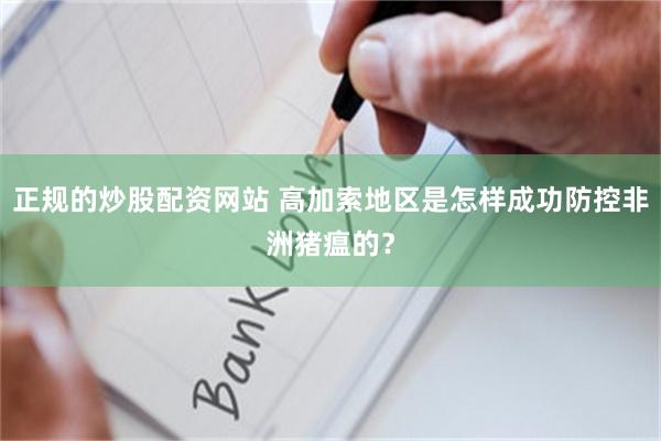 正规的炒股配资网站 高加索地区是怎样成功防控非洲猪瘟的？